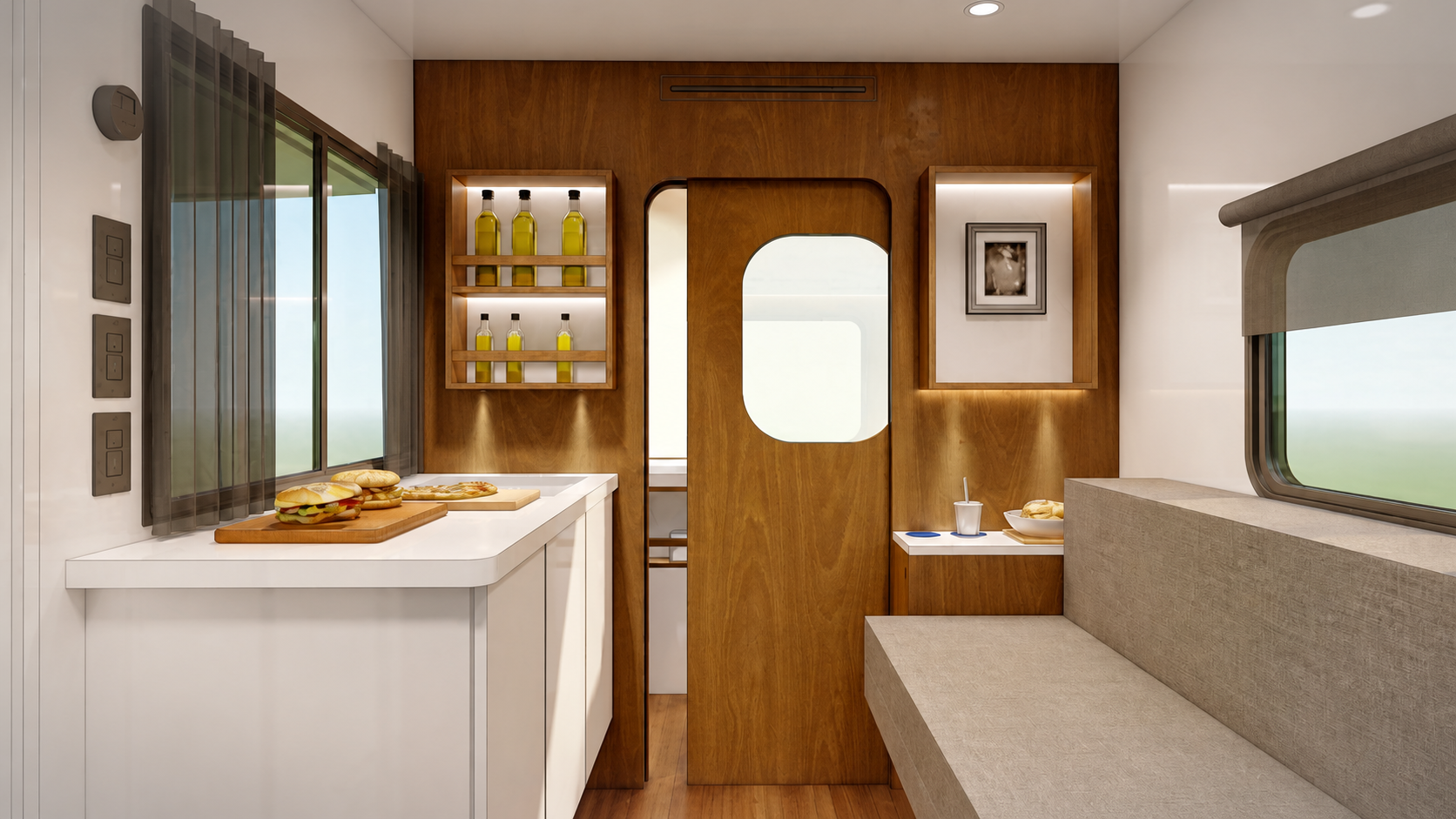 Warm Venture Series interior concept with seating and storage